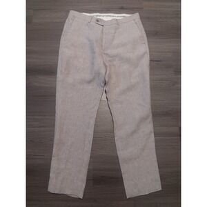 Joseph‎ Abboud Men's Gray 00% Linen Plaid Dress Pants Size 34x32 Actual 34x29.5